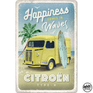 Metal Poster 20 X 30 Cm Citroen Type H - Happiness Comes In Waves