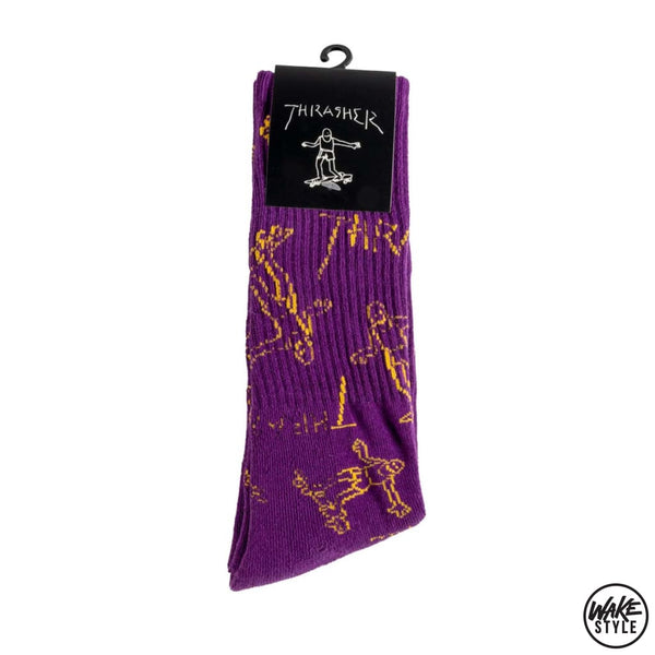 Thrasher Gonz Logo Crew Socks Purple/Gold
