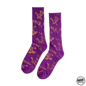 Thrasher Gonz Logo Crew Socks Purple/Gold